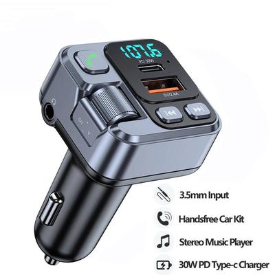 Bluetooth 5.1 Auto-FM-Transmitter, 30 W PD, USB-Schnellladegerät, Adapter für Auto-MP3-Stereo-Musik-Player, Freisprecheinrichtung, 3,5 mm Aux, kabelloses Auto-Kit