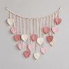 Cotton Rope Wall Hanging with Leaf Ornaments Handmade for Bedroom, Studio