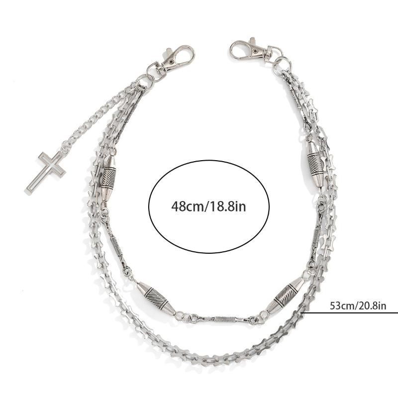 Men's Fashion Waist Chain Trendy Detachable Cross Pendant for Trousers Perfect for Street Style