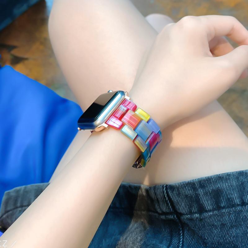 Resin Strap for Apple Watch Band 44mm 40mm 42mm 40mm Accessoreis Luxury Watchband Belt Bracelet iWatch Series 3 4 5 Se 6 Band