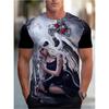 Modisches Herren-Rundhals-Kurzarm-3D-Casual-Farbprint-Casual-Kurzarm-Rundhals-T-Shirt