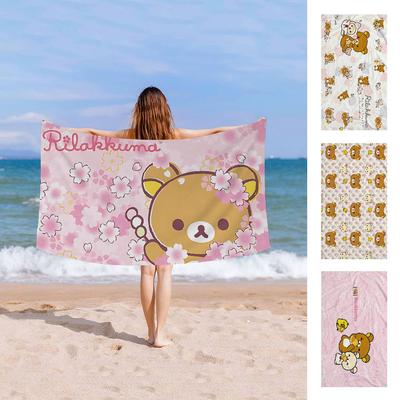 R-Rilakkuma Microfiber Printed Beach Towel Mountain Climbing Yoga Beach Swimming Running Absorbent Soft Towel