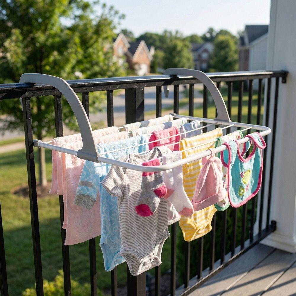 Space Saving Clothes Drying Rack Collapsible Balcony Drying Rack Foldable Clothes Hanger  Bathroom