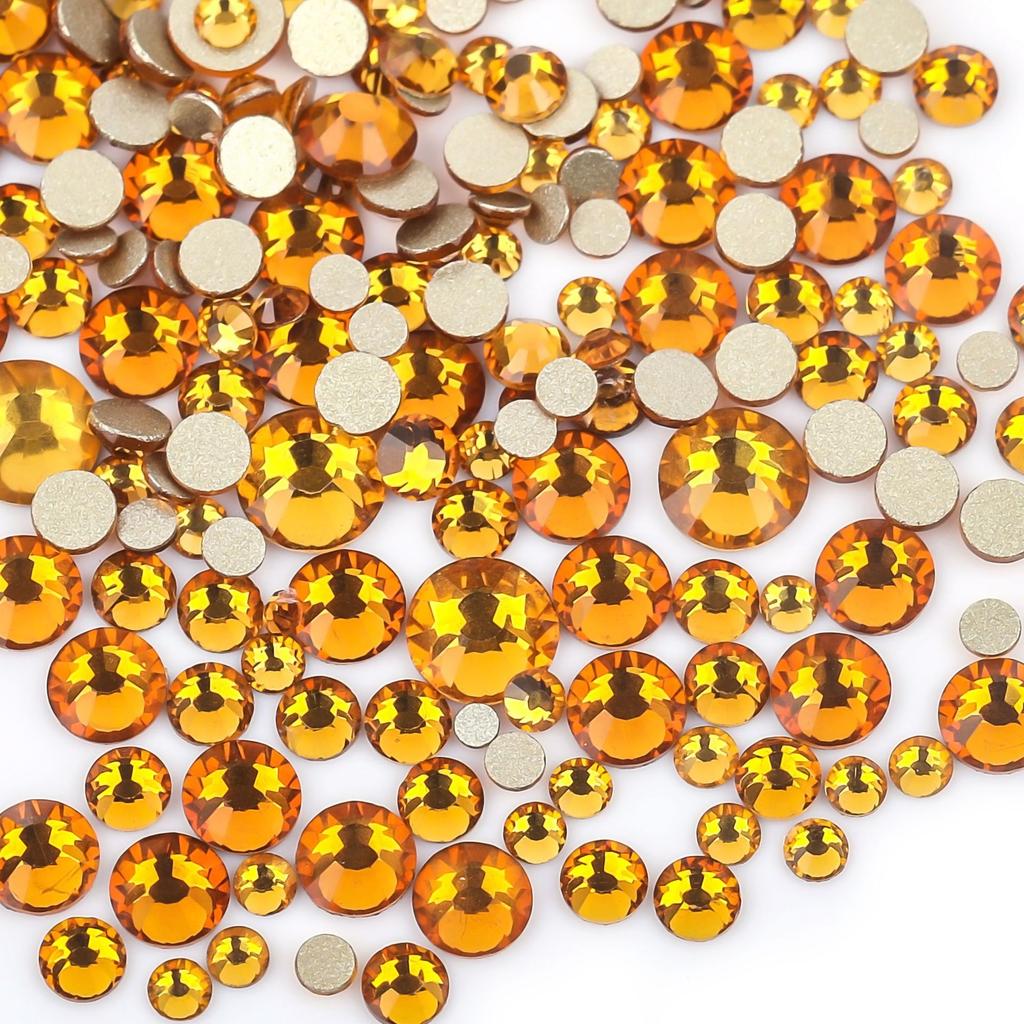 Weichen, Gold Bottom Mixed Glass Flat Bottom Diamond Nail Drill, Decorative Mobile Phone Case Diy Nail Accessories Rhinestone Jewelry