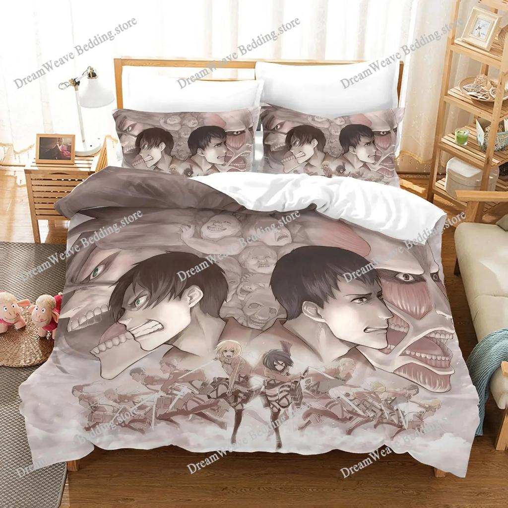 3D Printed Anime Attack on Titan Bedding Set Duvet Cover Bedroom Comforter Single Twin King _Size Quilt Cover Home Textiles