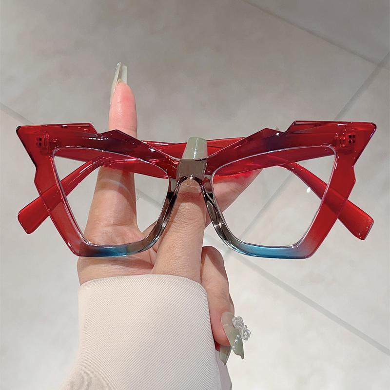 KAMMPT Retro Cat Eye Eyeglasses Female Stylish Large Multi-color Optical Frame Trendy Luxury Brand Designer Decor Glasses