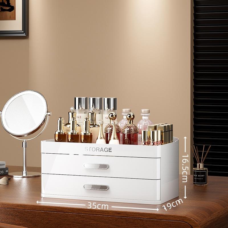 

Косметичний Органайзер для Зберігання Настільний Туалетний Столик Засоби для Догляду за Шкірою Пензлі для Макіяжу Потовщена Полиця для Зберігання Simple solid color білий