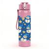 1PC Blue Base White Snowman Repeat Print 750ml Color Plastic Sports Water Bottle Leakproof Flip Straw Lid Suitable for Sports Office Home Use