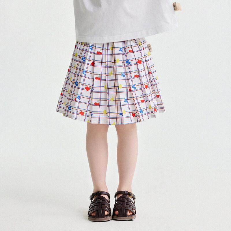 Yuner Ma Girls  Preppy Plaid Cotton Pleated Skirt 110