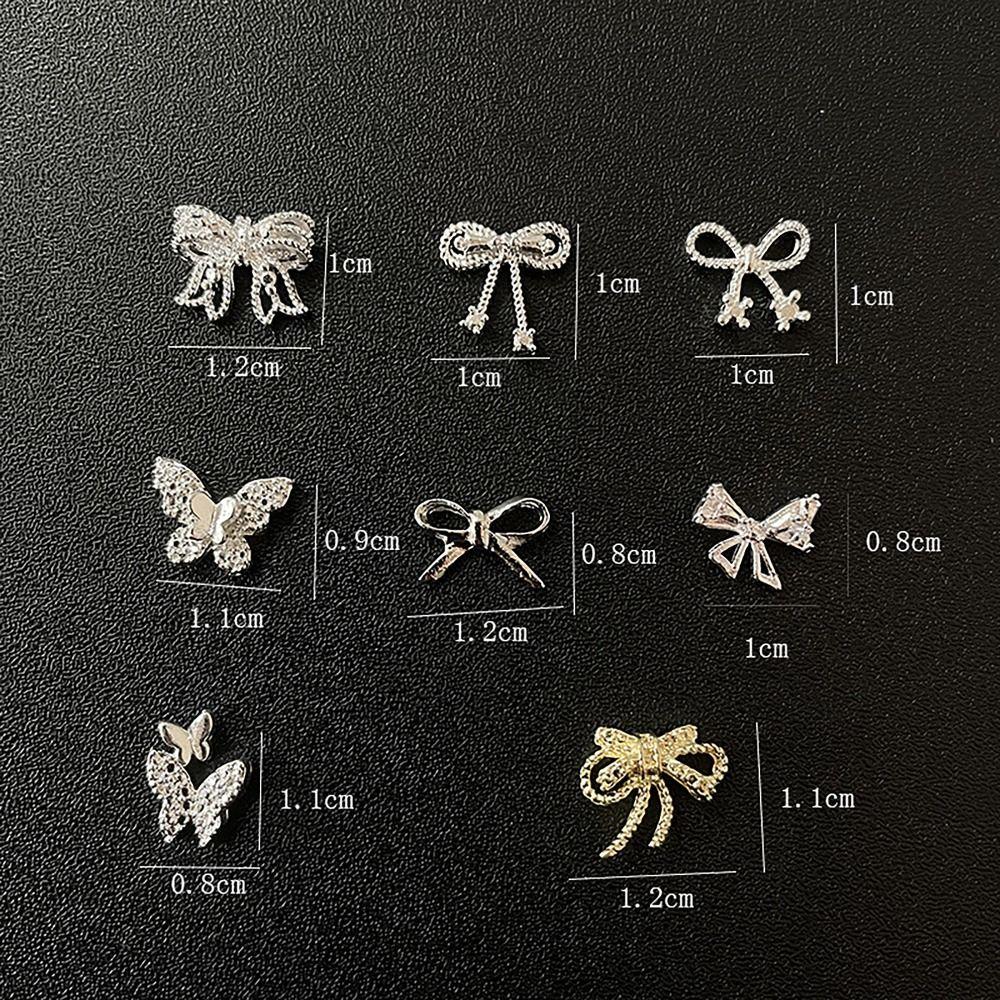 10PCS Bow Nail Jewelry French Style Nail Art Rhinestone Luxurious 3D Nail Art  Women Beauty