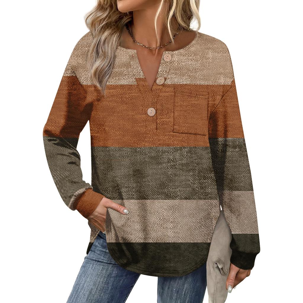 Top de damă retro cu imprimeu, la modă, cu mânecă lungă