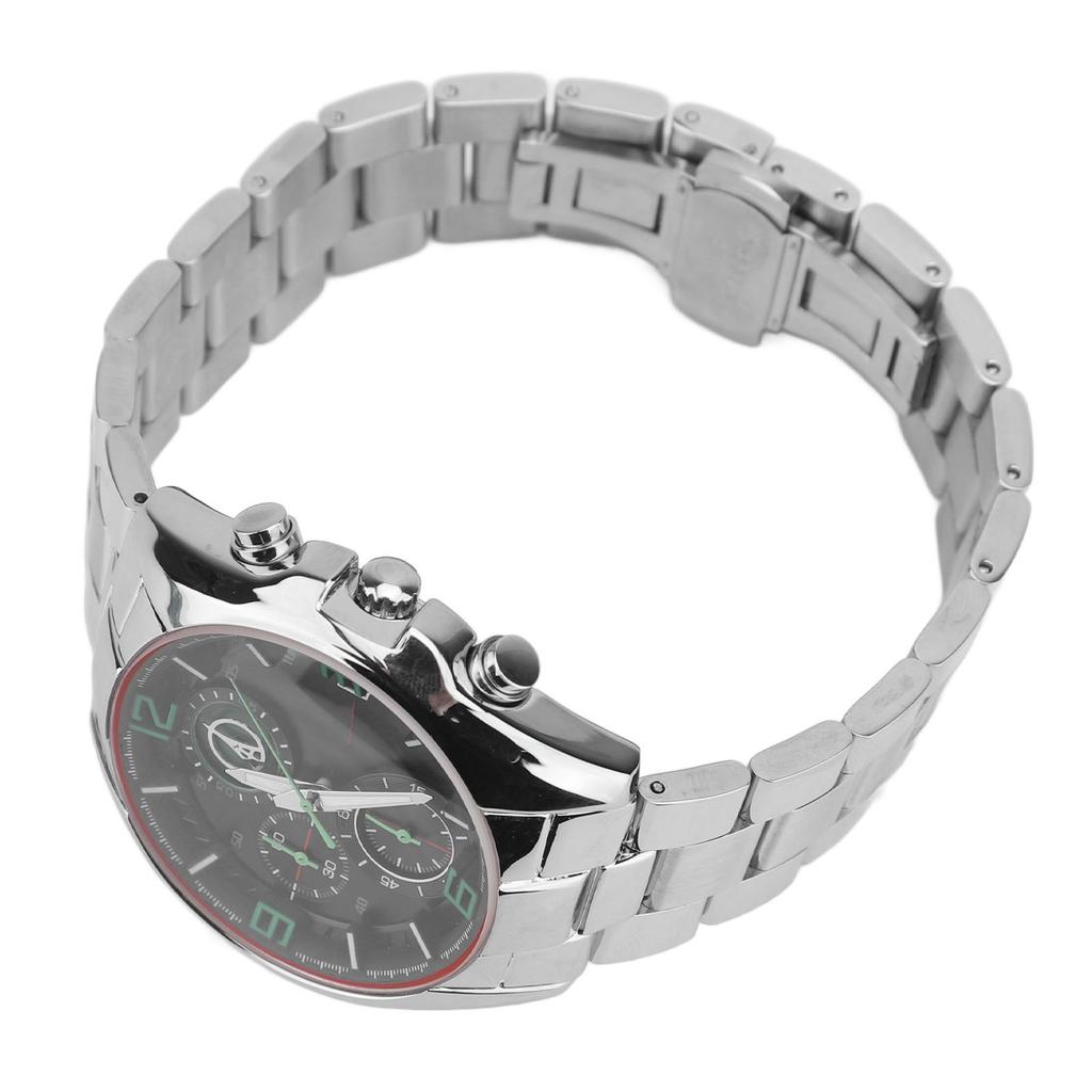 Men Business Watch Stylish Stainless Steel Men Wristwatch Chronograph Quartz Date Luminous Design Watch for Sports Green