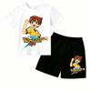 Fashion Anime Football Boy Game Print Outdoor Street Kids T-shirt and Shorts Summer Home Casual Outfit Boy and Girl's Sports Set