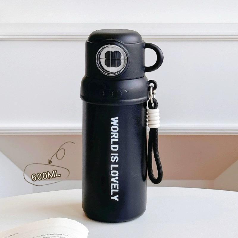 Simple thermos cup girls straw high value water cup women s new large capacity student portable children s cup 600ml