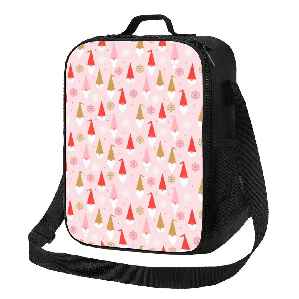 Garden Gnome Pattern Thermal Insulated Lunch Bags Women Portable Lunch Tote for Work School Travel Storage Bento Food Box