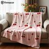 Pink Daisy Bow Cherry Soft Flannel Blanket Breathable Warm Throw for Office Car Sofa Kids Room Birthday Xmas Gift