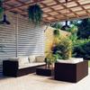 Día y Noche - Día y Noche Set muebles de jardín 6 piezas y cojines ratán sintético marrón