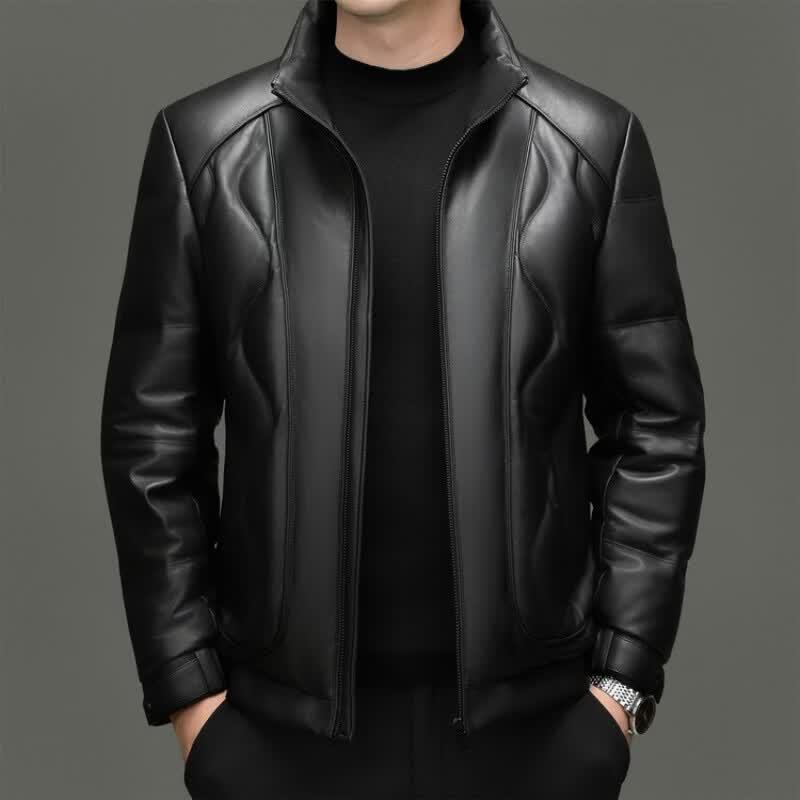 Hengyuanxiang Men's Genuine Sheepskin Leather Jacket