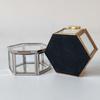 2021 Metal Small  Glass Silver Trilateral Jewelry Boxes Transparent Trinket Organizer With Golden Edge and Lid
