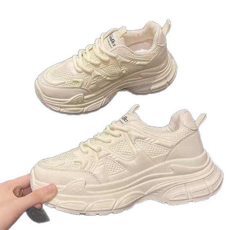 Breathable Mesh White Shoes, Wearing Thick-soled Muffin Women's Autumn Running Casual Sports Shoes