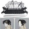 Carnivals Party Nun Veil Bowknot Shape Hairband Pleated Lace Brims Headbands Cosplay Nun Hair Hoop for Adult Teens