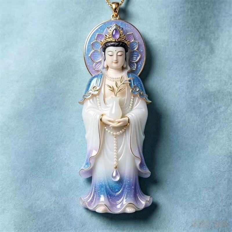 Ethnic Auspicious Gourd Statue Imitation Jade Pendant Necklace Vintage Jewelry For Women Traditional Outfit Accessory Gift