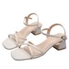 Fashion 2025 Summer Chunky High Heels Shoes Ladies Narrow Band Sandals Ankle Strap Slingback Sandalias Femme Wedges Open Toe Dress Shoes