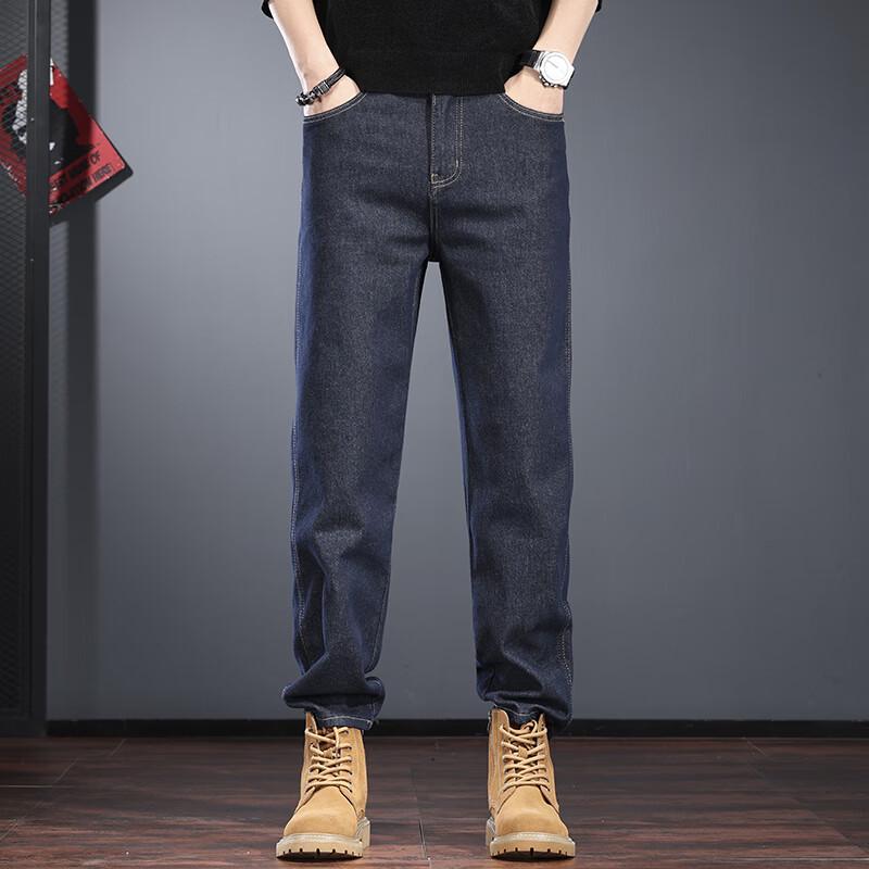 

Jieleinuo Men s American Retro Loose Straight-Leg Jeans 30
