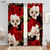 Halloween Christmas Skull Rose Drapes Retro Hippie Horror Tricky Secret Room Bar Bedchamber Holiday Decorationative Drapes