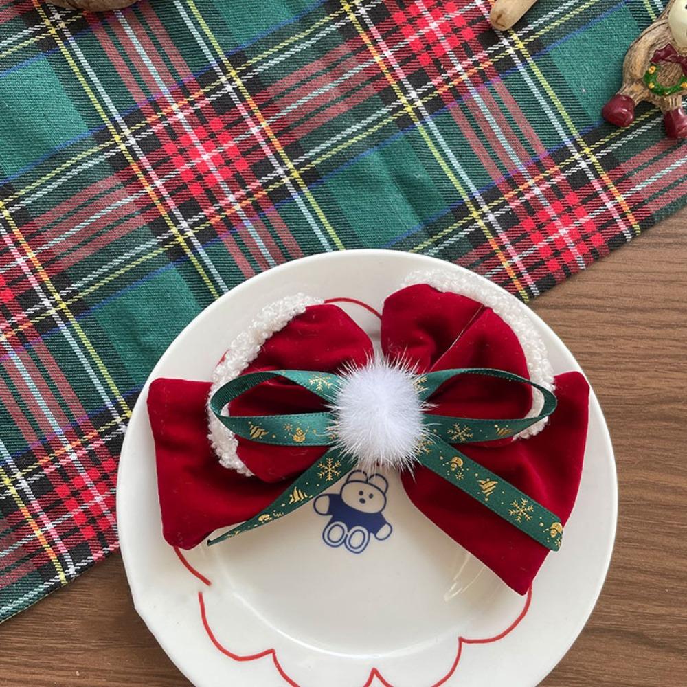 Cute Christmas Hair Hoop Xmas Plush Ball Hairpin Hair Accessories Christmas Barrettes  Girls