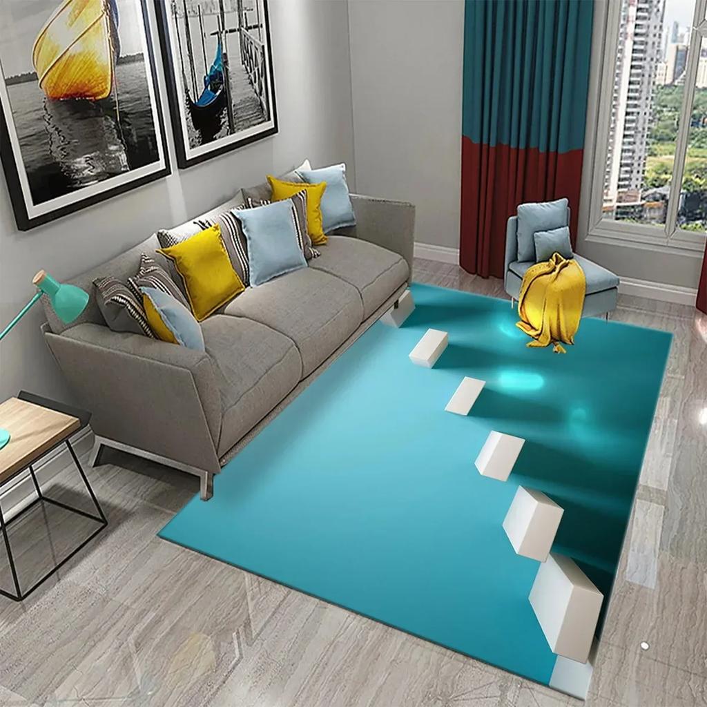 3D Simple Abstract Art Theme Carpet Nordic Style Geometric Line Living Room Balcony Bedroom Bathroom Non-Slip Doormat