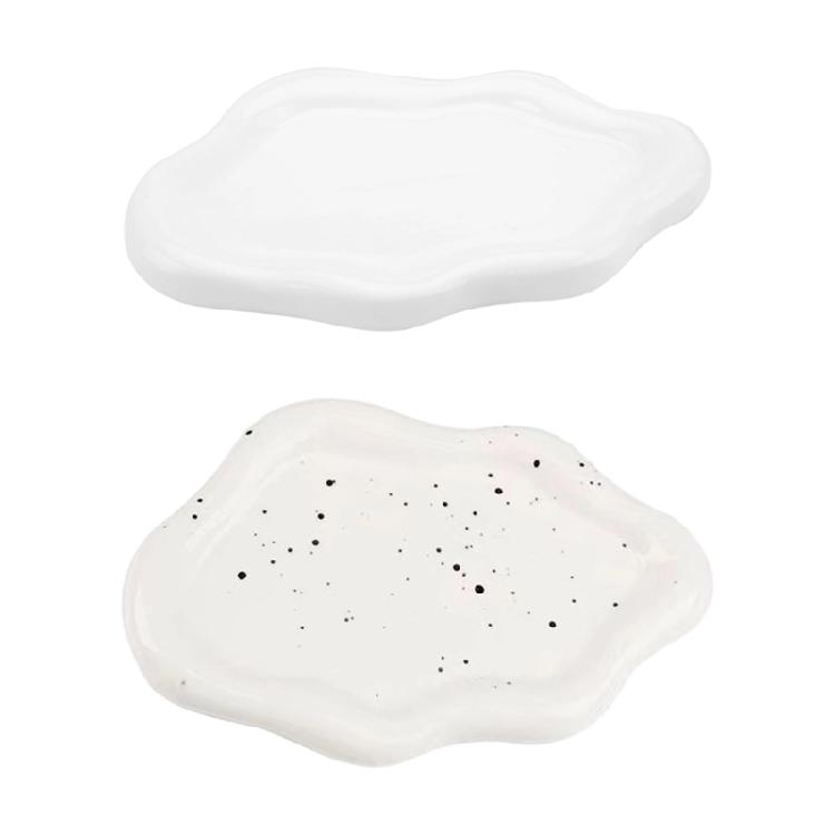 2PCS Artistic Ceramic Trays with Cloud Shape for Modern Home Enhancement and Photo Event Blending Seamlessly Anywhere