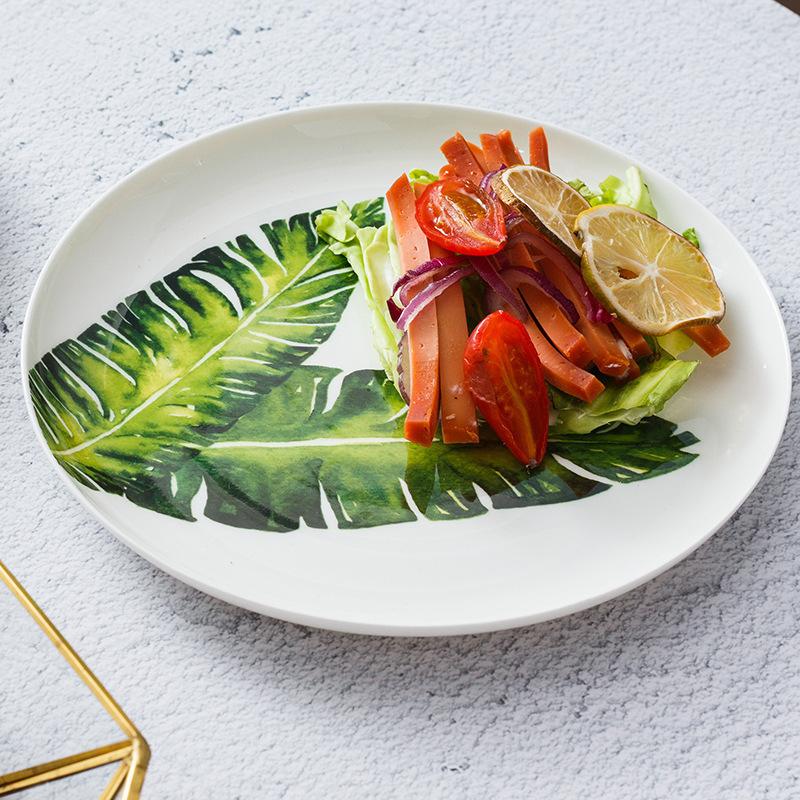 Bone China Plant 8-inch Ceramic Plate Breakfast Inventory Heart Fruit Plate Main Course Tableware Kitchen Kitchen Utensils