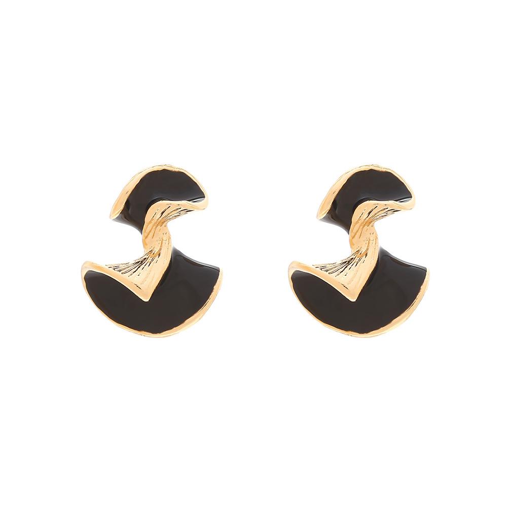 

DIGADAGU Alloy Twisted Irregular Geometric Stud Earrings New Trend Luxury Earrings Women Party Zircon Accessories чорний