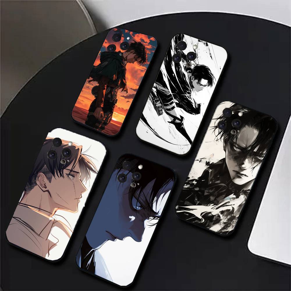 Custodia per Telefono Levi Ackerman Attack On Titan Per IPhone 17 Air 16 15 14 13 Pro Max 11 12 Copertura Nera in Silicone
