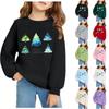 Weihnachtsdruck Langarm Kapuzenpullover für Mädchen Lässiger Bequemer Pullover für Herbst Winter