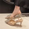 Fashion New Fashion Crystal Thin Heels Sandals Women Pumps Summer Elegant Pointed Toe Banquet Party Prom Ladies Shoes Plus Size 34-43