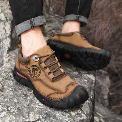 Outdoor Camping Hiking Shoes Men Genuine Leather Sports Sneakers Man Travel Casual Shoes Leisure Walking Climbing Men's Footwear