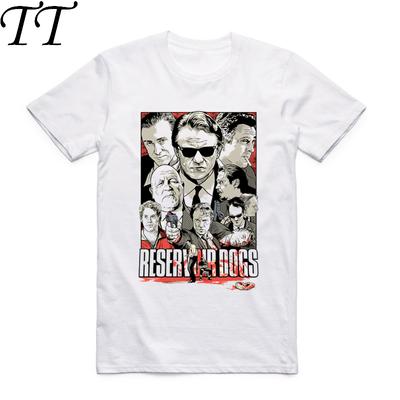 2019 S-XXX Męski Damski Reservoir Dogs Quentin Tarantino Nadruk Biały T-shirt Krótki rękaw Okrągły dekolt Homme Harajuku Casualowy Cool T-shirt