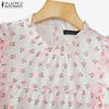 ZANZEA Women Casual Round Neck Short Sleeve Floral Print Summer Blouse