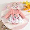 Baby Mädchen Langarm Bodykleid mit Spitzenbesatz - Neugeborenes Herbst/Winter Lässiger Strampler