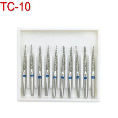 10 frese diamantate dentali FG 1,6 mm trapani ad alta velocità per manipolo ad alta velocità medio TC-10