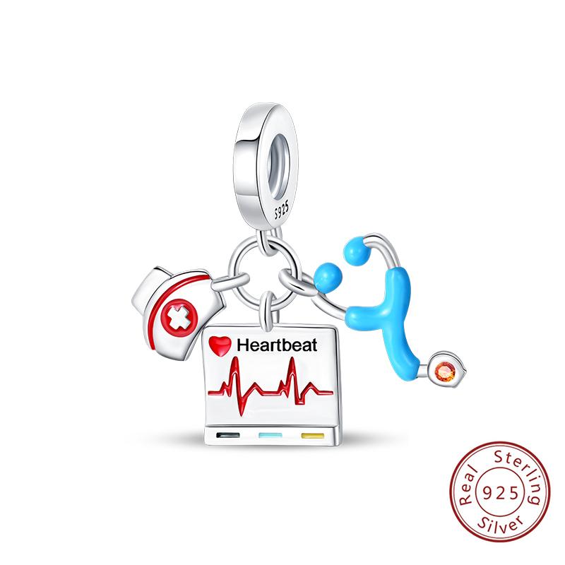 Silve Charms Beads Doctor'S Teeth Dentist Charms First Aid Kit Dangle For Bracelet Occupation Jewelry Gift