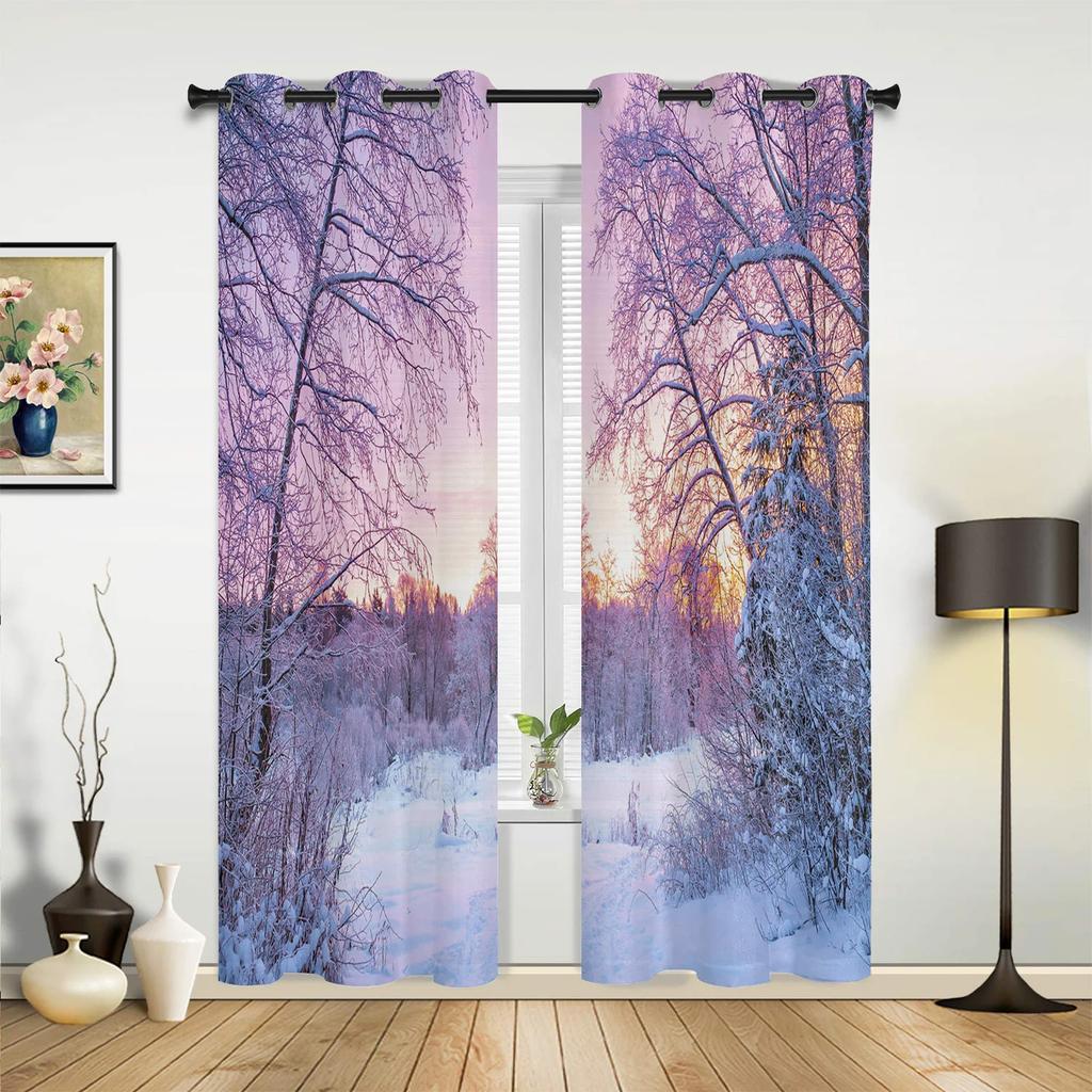 Winter Schneeberg Morgenlandschaft Hausvorhänge für Schlafzimmer Wohnzimmer Vorhänge Küche Kinder Fenstergardine Heimdeko