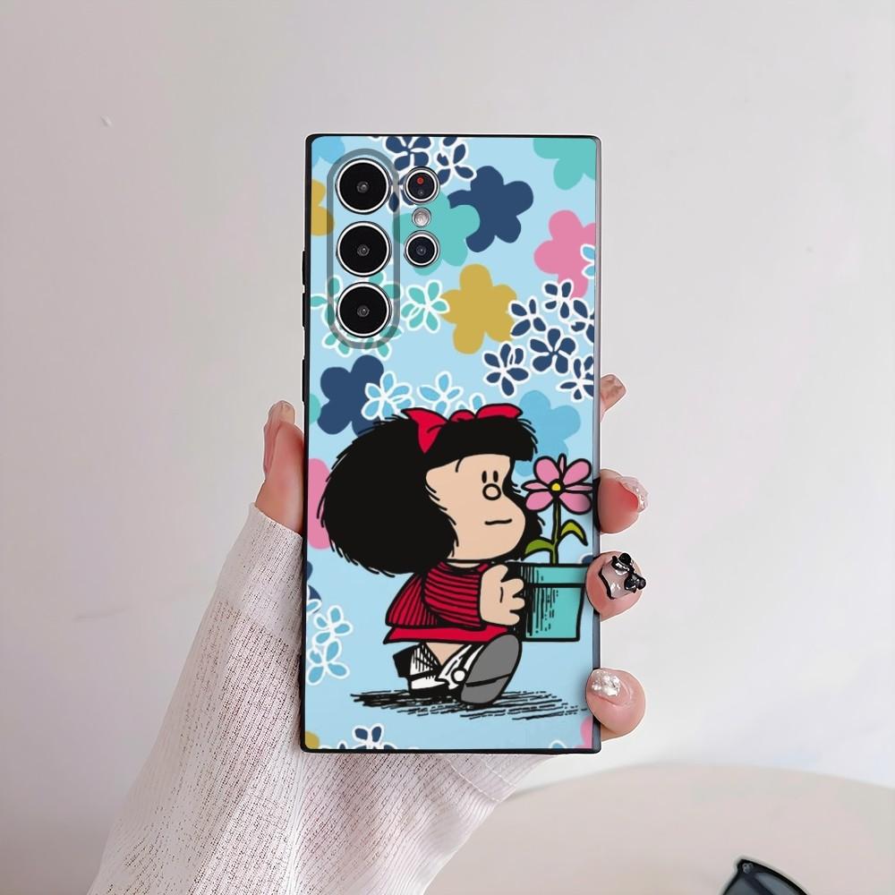 Cartoon M-Mafalda Cute Girl Phone Case For Samsung Galaxy S25 S24 S22 S23 Ultra S21 S20 Plus 5G Frosted Non-Slip Full Soft Cover