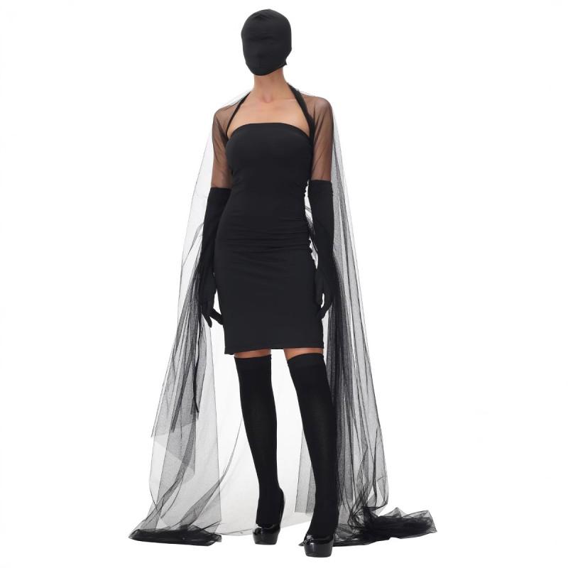 Halloween Costume Women Black Masquerade Dress Stage Performance Outfit M XL