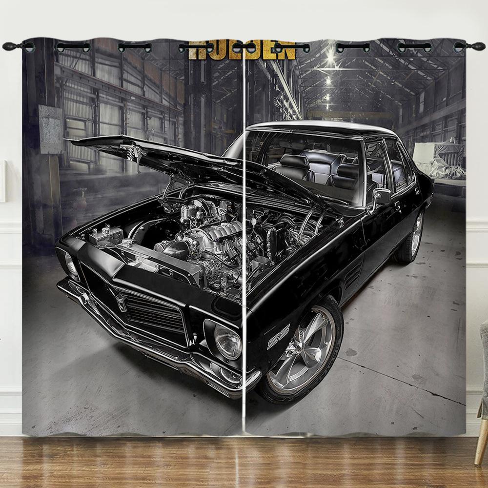 Curtain Race Racing 3D Digital Printing Blackout Curtain Punching