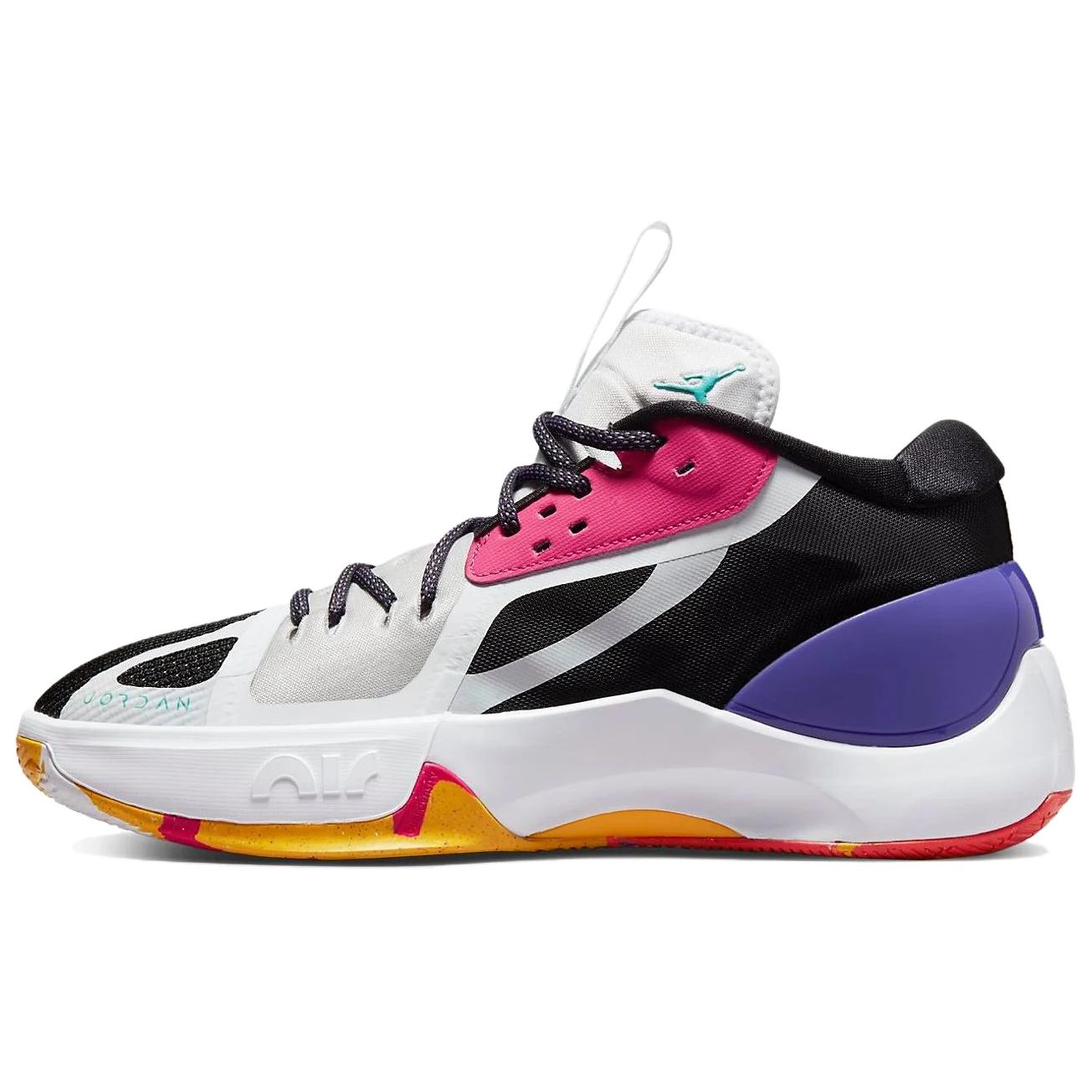 

Jordan Zoom Separate Стійкі до стирання Середні Баскетбольні Кросівки Чоловічі Білі Чорні Фіолетові DH0248-130 41