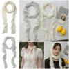 Trendy Flower Lace Neck Scarf Lace Edge White Beige Photo-Ready Shawl Long Slim Versatile Hairband Photo Props
