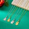 Stainless Steel Simple Christmas Necklace for Women Santa Claus Snowflake Xmas Tree Elk Pendant Clavicle Choker Party Jewelry